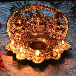 Laxmi Ganesh Saraswati Idol Diya Oil Lamp - Image 4