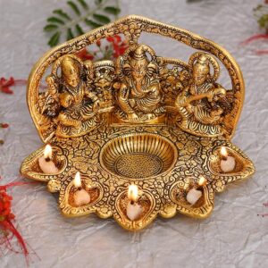 Laxmi Ganesh Saraswati Idol Diya Oil Lamp